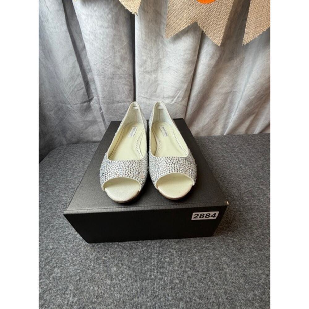 Benjamin Adams London Ivory Dutchess Silk Crystal Halle Women's Flats Sz 6.5 - Picture 10 of 10